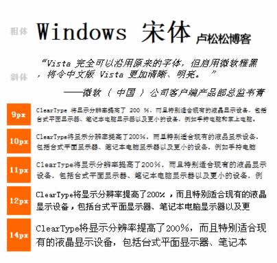 windows宋体显示效果